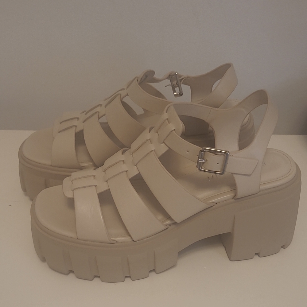 Madden Girl Cream Platform Sandals